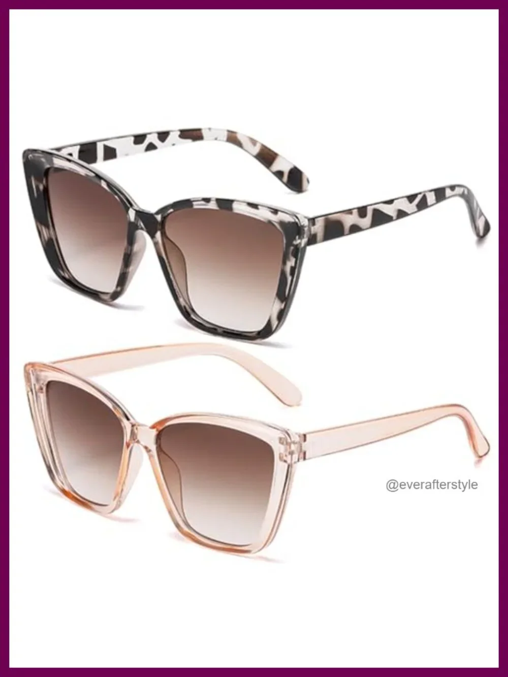 Vintage Cat Eye Sunglasses Women Oversized Square UV400 2-Pack Shades